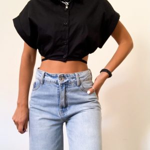 Camicia cropped lacci