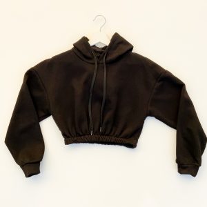 Felpa crop cappuccio nera
