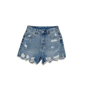 Short denim vita alta strappi