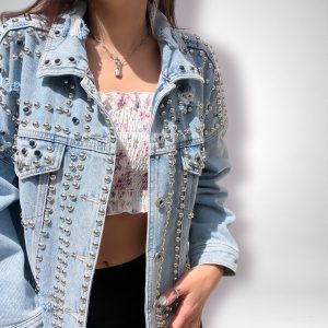 Giubbotto jeans borchie