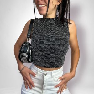 Top lurex lacci argento