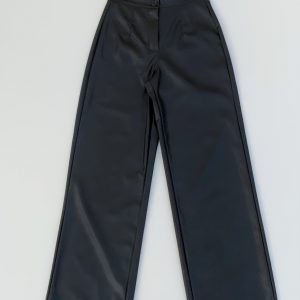 Pantaloni ecopelle wide leg