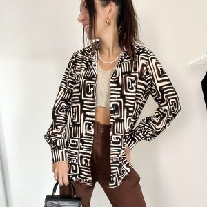 Camicia fantasia marrone