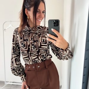 Camicia fantasia marrone