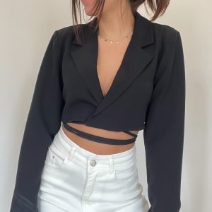 Blazer cropped lacci