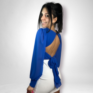 Camicetta scollo a cuore blu
