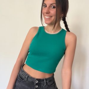 Top costine verde smeraldo