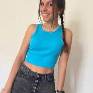 Top costine azzurro