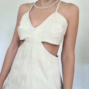 Vestito cut out misto lino