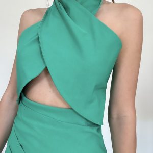Abito scollo incrocio verde