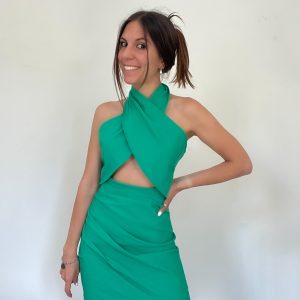 Abito scollo incrocio verde
