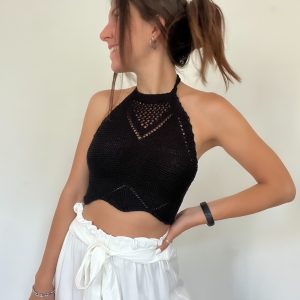 Top crochet nero