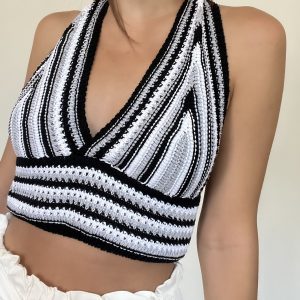 Top crochet nero