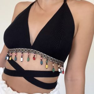 Top perline nero