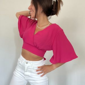 Top camicia fucsia