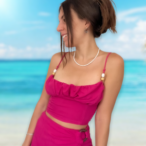 Top perline fucsia