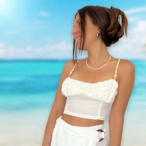 Top perline bianco