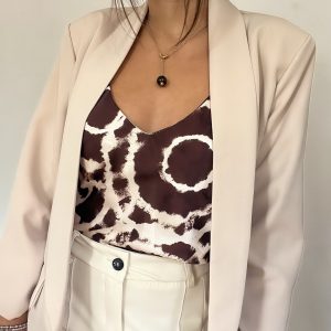 Top satin marrone