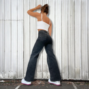 Jeans wide leg neri elasticizzati