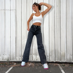 Jeans wide leg neri elasticizzati