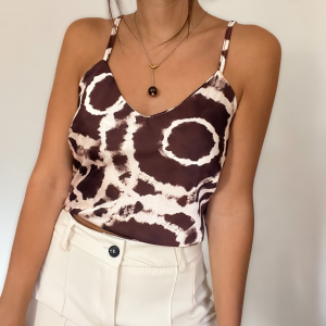 Top satin marrone