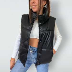 Gilet imbottito effetto pelle