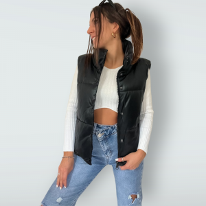 Gilet imbottito effetto pelle
