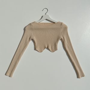 Maglioncino crop onda beige