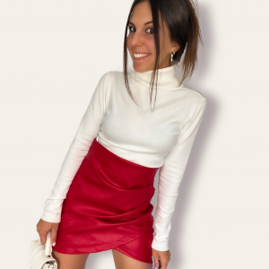 gonna ecopelle rossa