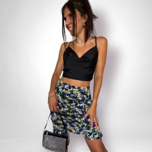 Top satin schiena scoperta nero