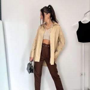 camicia lunga beige