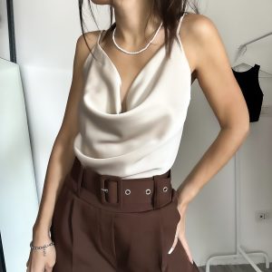 Top canotta satin beige