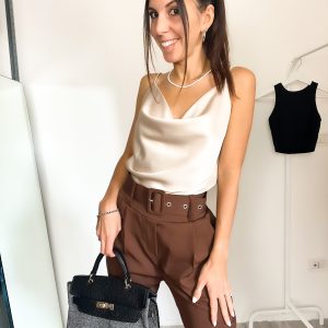 Top canotta satin beige