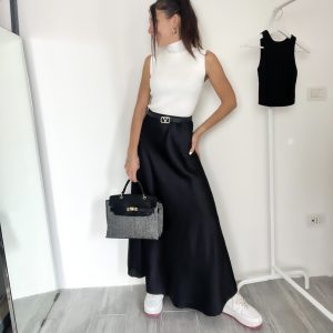 Gonna lunga satin nera